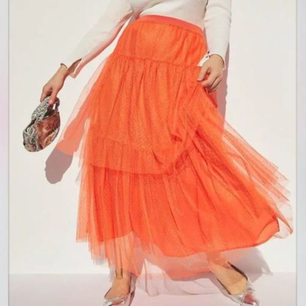 NWT Anthropologie Evelyn Tulle Maxi Skirt | XL